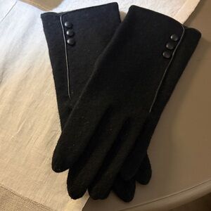 Sophisticated Black womens Gloves with Button Detail